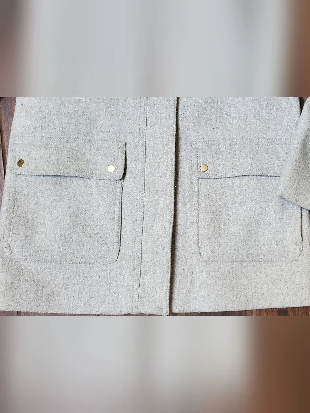 J. Crew Light Gray Wool-Blend Pea Coat with Faux Fur Trimcrew Size 12